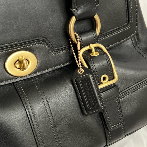 Rare Coach Hampton Black Leather Turnlock Satchel - Picture 10 of 10